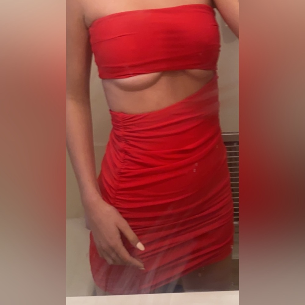 tiger mist red club dress strapless